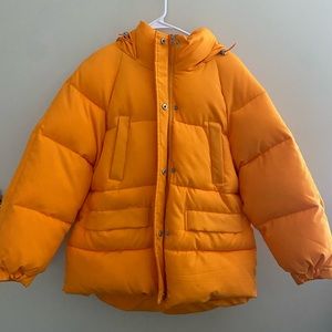 Oversized orange winter coat
